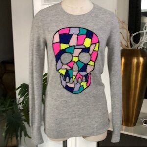 Aqua skull gray 100% cashmere Crew Neck sweater L